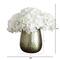 11" White Hydrangea Arrangement in Gold Metal Vase